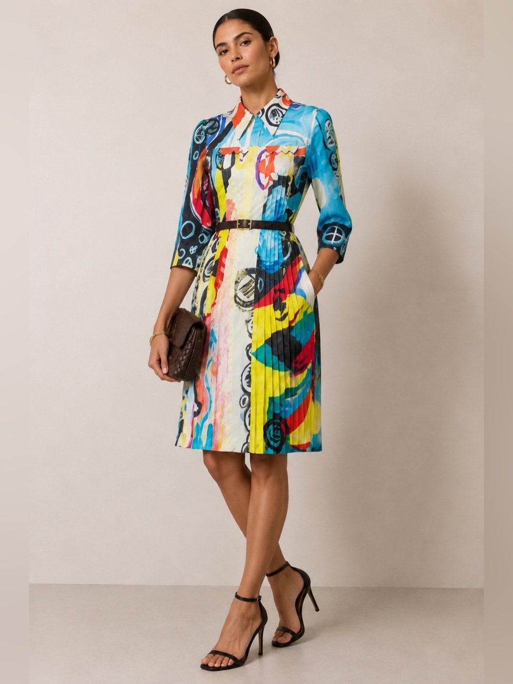 Charles Jeffrey LOVERBOY Pleated Abstract Print Silk Dress XS Designer - Picture 1 of 8